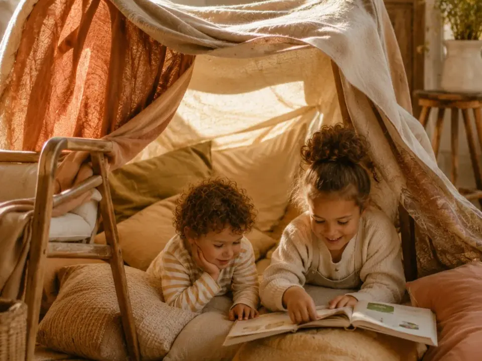 Hut bouwen binnen met kinderen